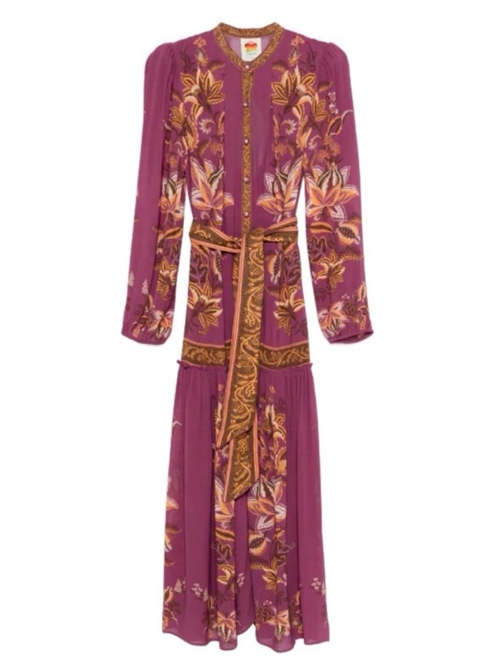FARM Rio Maxi Dress FARM Rio Delicate Chintz Pink Puff Sleeve Maxi Dress. NWT.